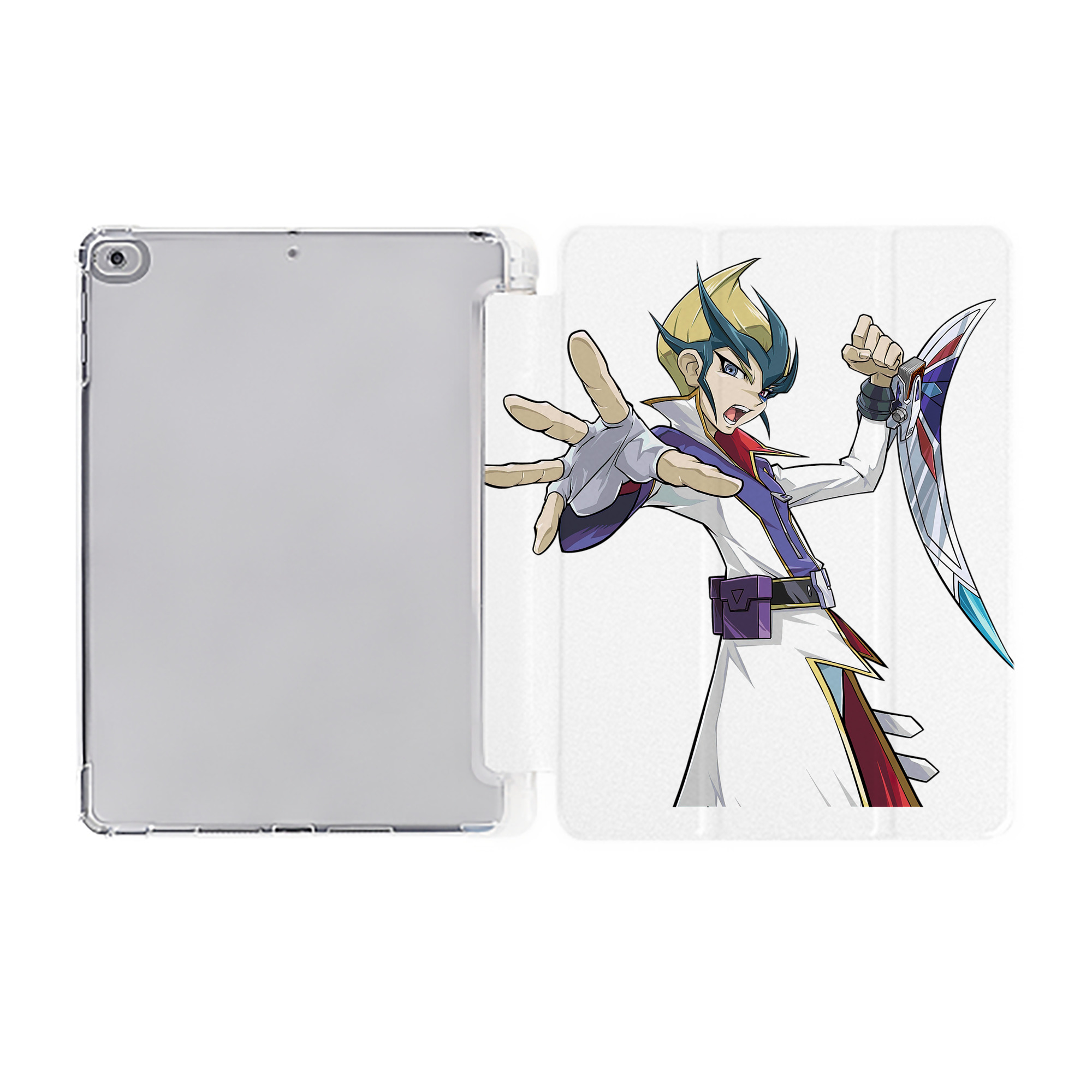 （画像用） 遊☆戯☆王 Yu-Gi-Oh! IPad ケース ペン収納付き 三つ折りスタンド PUレザー×シリコン 対応機種9.5/10.5/10.9インチ